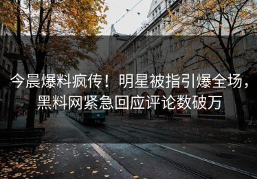今晨爆料疯传！明星被指引爆全场，黑料网紧急回应评论数破万
