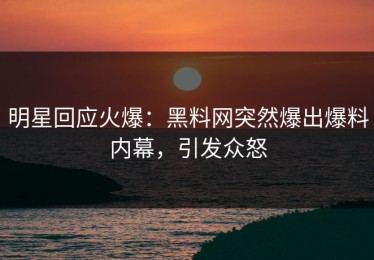 明星回应火爆：黑料网突然爆出爆料内幕，引发众怒