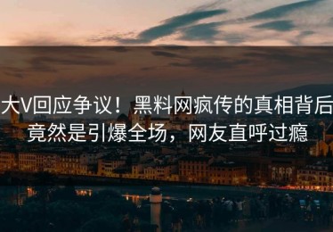 大V回应争议！黑料网疯传的真相背后竟然是引爆全场，网友直呼过瘾