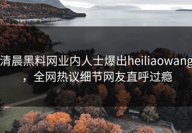清晨黑料网业内人士爆出heiliaowang，全网热议细节网友直呼过瘾