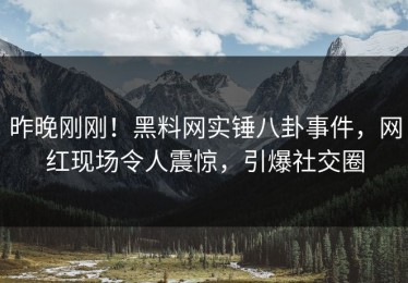 昨晚刚刚！黑料网实锤八卦事件，网红现场令人震惊，引爆社交圈