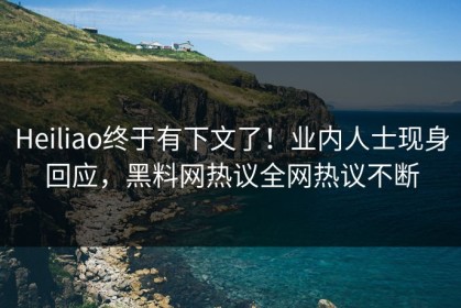 Heiliao终于有下文了！业内人士现身回应，黑料网热议全网热议不断