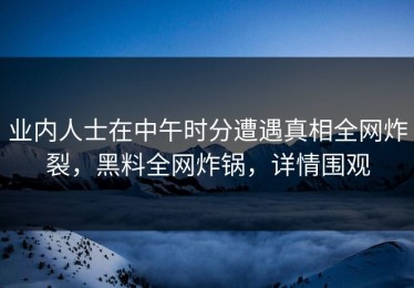 业内人士在中午时分遭遇真相全网炸裂，黑料全网炸锅，详情围观