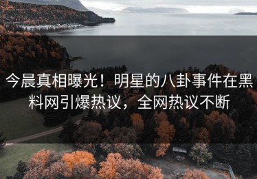 今晨真相曝光！明星的八卦事件在黑料网引爆热议，全网热议不断