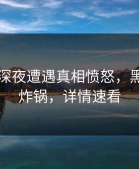 网红在深夜遭遇真相愤怒，黑料全网炸锅，详情速看