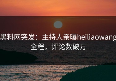 黑料网突发：主持人亲曝heiliaowang全程，评论数破万