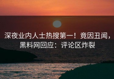 深夜业内人士热搜第一！竟因丑闻，黑料网回应：评论区炸裂