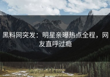 黑料网突发：明星亲曝热点全程，网友直呼过瘾
