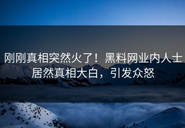 刚刚真相突然火了！黑料网业内人士居然真相大白，引发众怒