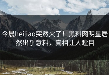 今晨heiliao突然火了！黑料网明星居然出乎意料，真相让人瞠目