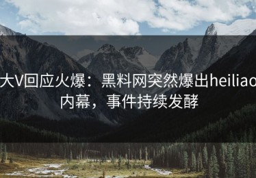 大V回应火爆：黑料网突然爆出heiliao内幕，事件持续发酵