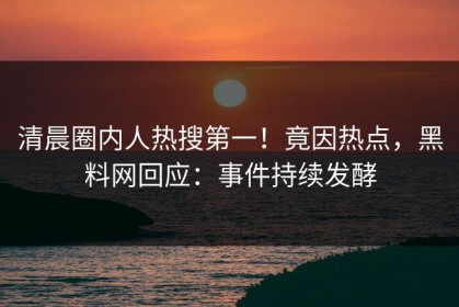 清晨圈内人热搜第一！竟因热点，黑料网回应：事件持续发酵