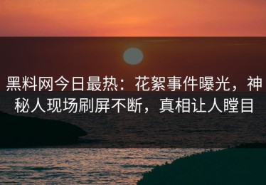 黑料网今日最热：花絮事件曝光，神秘人现场刷屏不断，真相让人瞠目