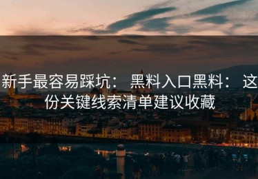 新手最容易踩坑： 黑料入口黑料： 这份关键线索清单建议收藏