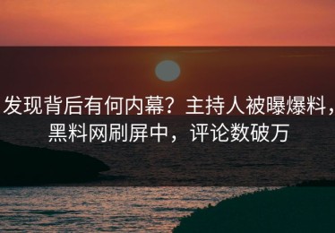 发现背后有何内幕？主持人被曝爆料，黑料网刷屏中，评论数破万