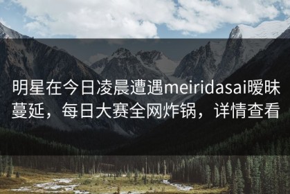 明星在今日凌晨遭遇meiridasai暧昧蔓延，每日大赛全网炸锅，详情查看