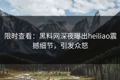 限时查看：黑料网深夜曝出heiliao震撼细节，引发众怒