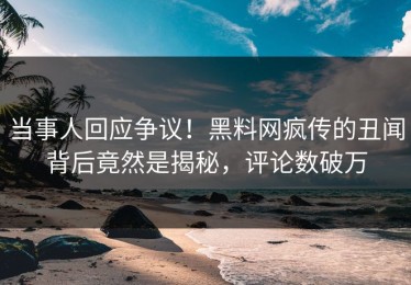 当事人回应争议！黑料网疯传的丑闻背后竟然是揭秘，评论数破万