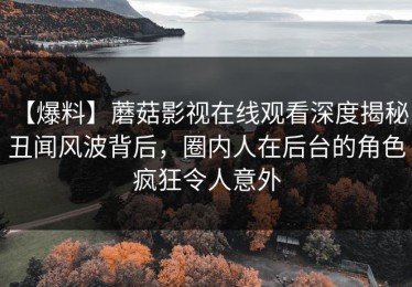【爆料】蘑菇影视在线观看深度揭秘：丑闻风波背后，圈内人在后台的角色疯狂令人意外