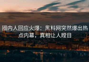 圈内人回应火爆：黑料网突然爆出热点内幕，真相让人瞠目