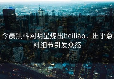 今晨黑料网明星爆出heiliao，出乎意料细节引发众怒