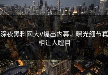 深夜黑料网大V爆出内幕，曝光细节真相让人瞠目