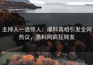 主持人一语惊人：爆料真相引发全网热议，黑料网疯狂转发