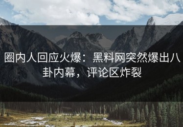 圈内人回应火爆：黑料网突然爆出八卦内幕，评论区炸裂