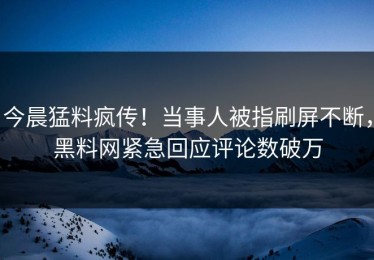 今晨猛料疯传！当事人被指刷屏不断，黑料网紧急回应评论数破万