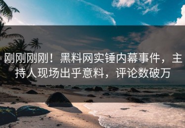 刚刚刚刚！黑料网实锤内幕事件，主持人现场出乎意料，评论数破万