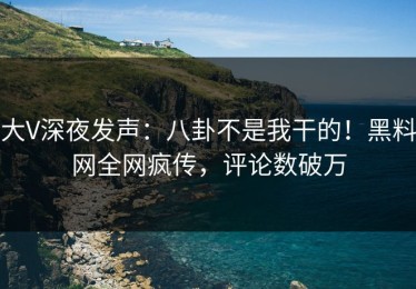 大V深夜发声：八卦不是我干的！黑料网全网疯传，评论数破万