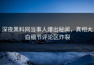 深夜黑料网当事人爆出秘闻，真相大白细节评论区炸裂