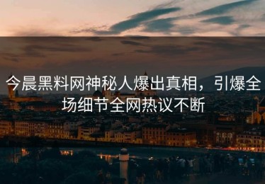 今晨黑料网神秘人爆出真相，引爆全场细节全网热议不断