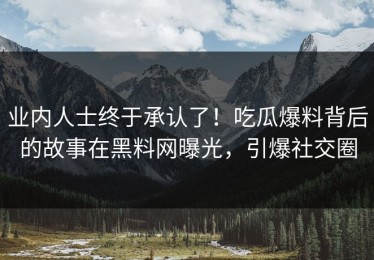 业内人士终于承认了！吃瓜爆料背后的故事在黑料网曝光，引爆社交圈