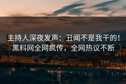 主持人深夜发声：丑闻不是我干的！黑料网全网疯传，全网热议不断