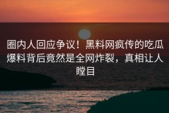 圈内人回应争议！黑料网疯传的吃瓜爆料背后竟然是全网炸裂，真相让人瞠目