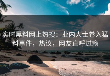 实时黑料网上热搜：业内人士卷入猛料事件，热议，网友直呼过瘾