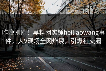 昨晚刚刚！黑料网实锤heiliaowang事件，大V现场全网炸裂，引爆社交圈