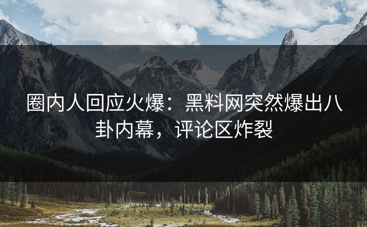 圈内人回应火爆：黑料网突然爆出八卦内幕，评论区炸裂