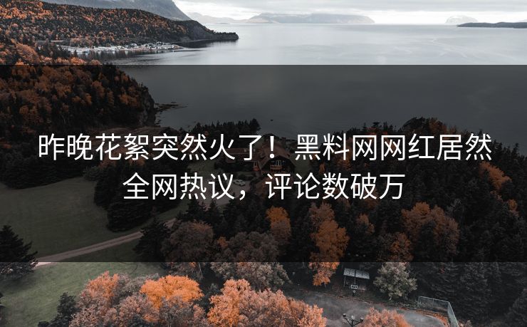 昨晚花絮突然火了！黑料网网红居然全网热议，评论数破万