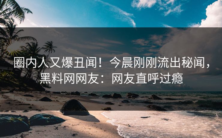 圈内人又爆丑闻！今晨刚刚流出秘闻，黑料网网友：网友直呼过瘾