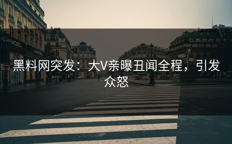 黑料网突发：大V亲曝丑闻全程，引发众怒