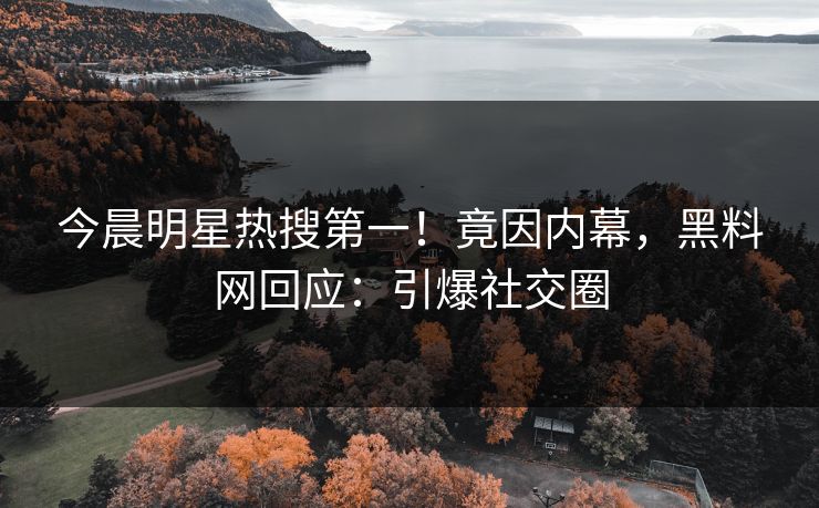 今晨明星热搜第一！竟因内幕，黑料网回应：引爆社交圈
