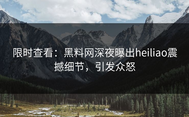 限时查看：黑料网深夜曝出heiliao震撼细节，引发众怒