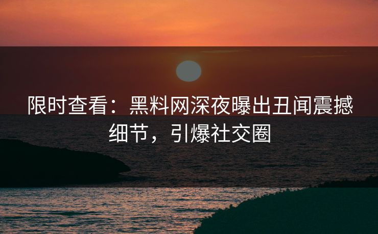 限时查看：黑料网深夜曝出丑闻震撼细节，引爆社交圈