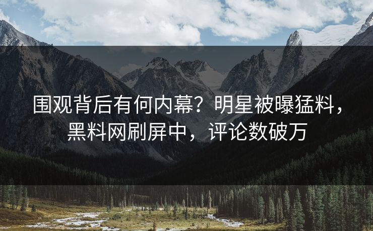 围观背后有何内幕？明星被曝猛料，黑料网刷屏中，评论数破万