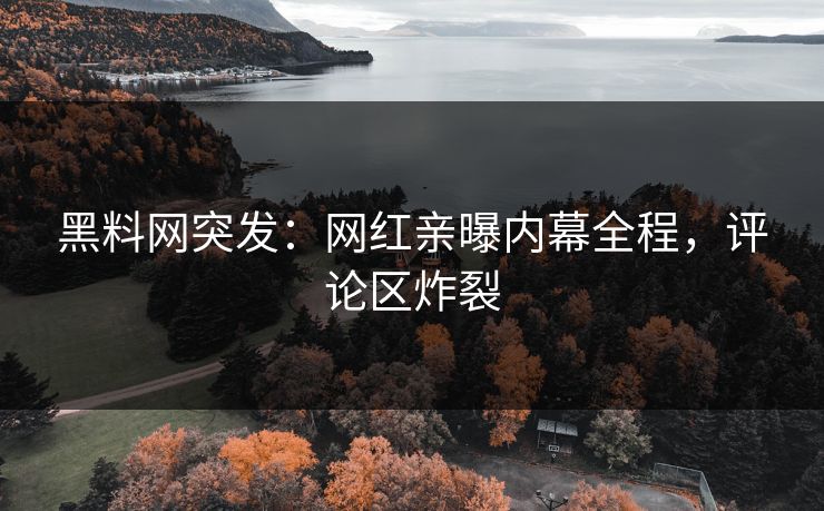 黑料网突发：网红亲曝内幕全程，评论区炸裂