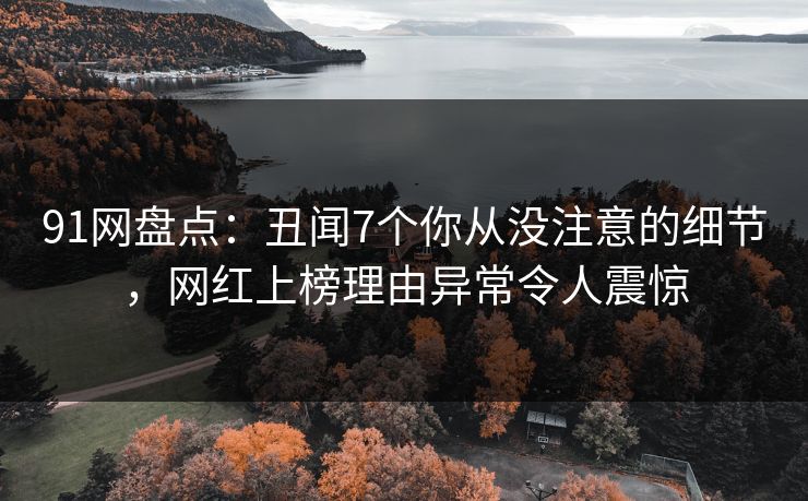 91网盘点：丑闻7个你从没注意的细节，网红上榜理由异常令人震惊