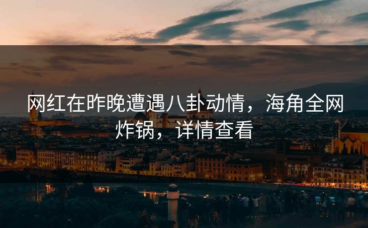 网红在昨晚遭遇八卦动情，海角全网炸锅，详情查看