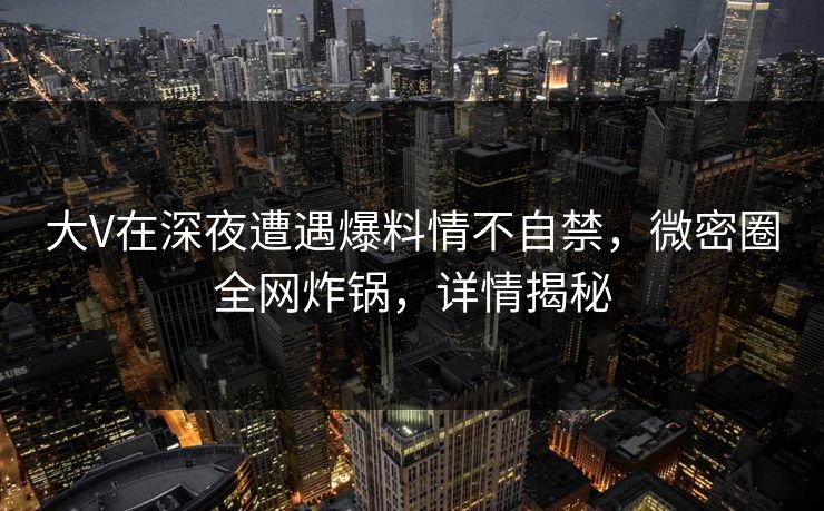大V在深夜遭遇爆料情不自禁，微密圈全网炸锅，详情揭秘